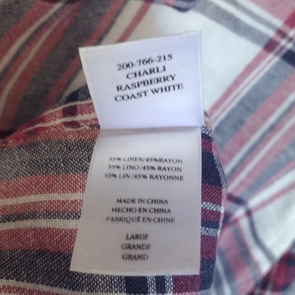 🏷 Rails Women's Top Charli Raspberry Coast White Button Down Shirt - Picture 11 of 14